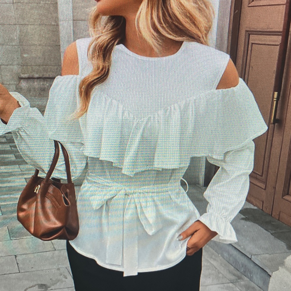 Elegant White Ruffle Blouse